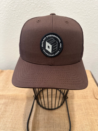 BROWN MESH TRUCKER - OUTLAW LOGO PATCH HAT