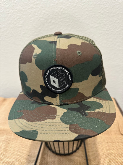 LIGHT CAMO MESH TRUCKER - OUTLAW LOGO PATCH HAT