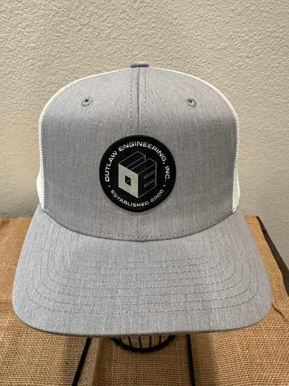 GREY & WHITE MESH TRUCKER - OUTLAW LOGO PATCH HAT