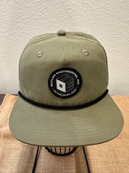 OLIVE GOLF HAT - OUTLAW LOGO PATCH