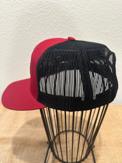 RED & BLACK MESH TRUCKER - OUTLAW LOGO PATCH